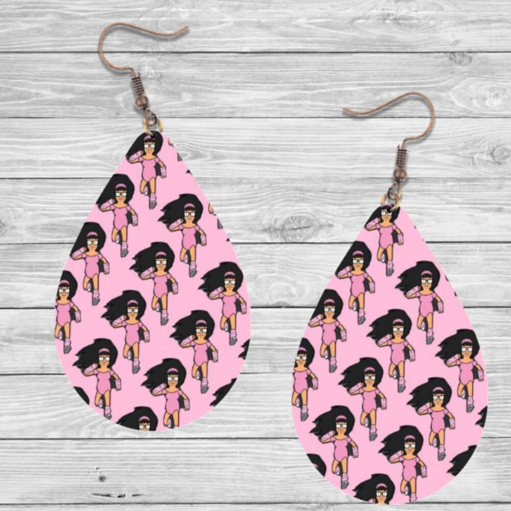 Bob's Burgers Earrings: Wooden Teardrop Hypoallergenic Earrings